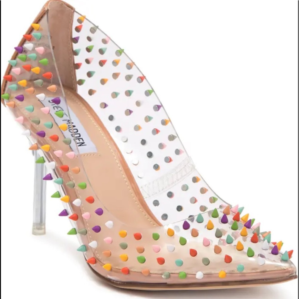 STEVE MADDEN ~ VALA ~ Clear with studs!! NEW Never Worn